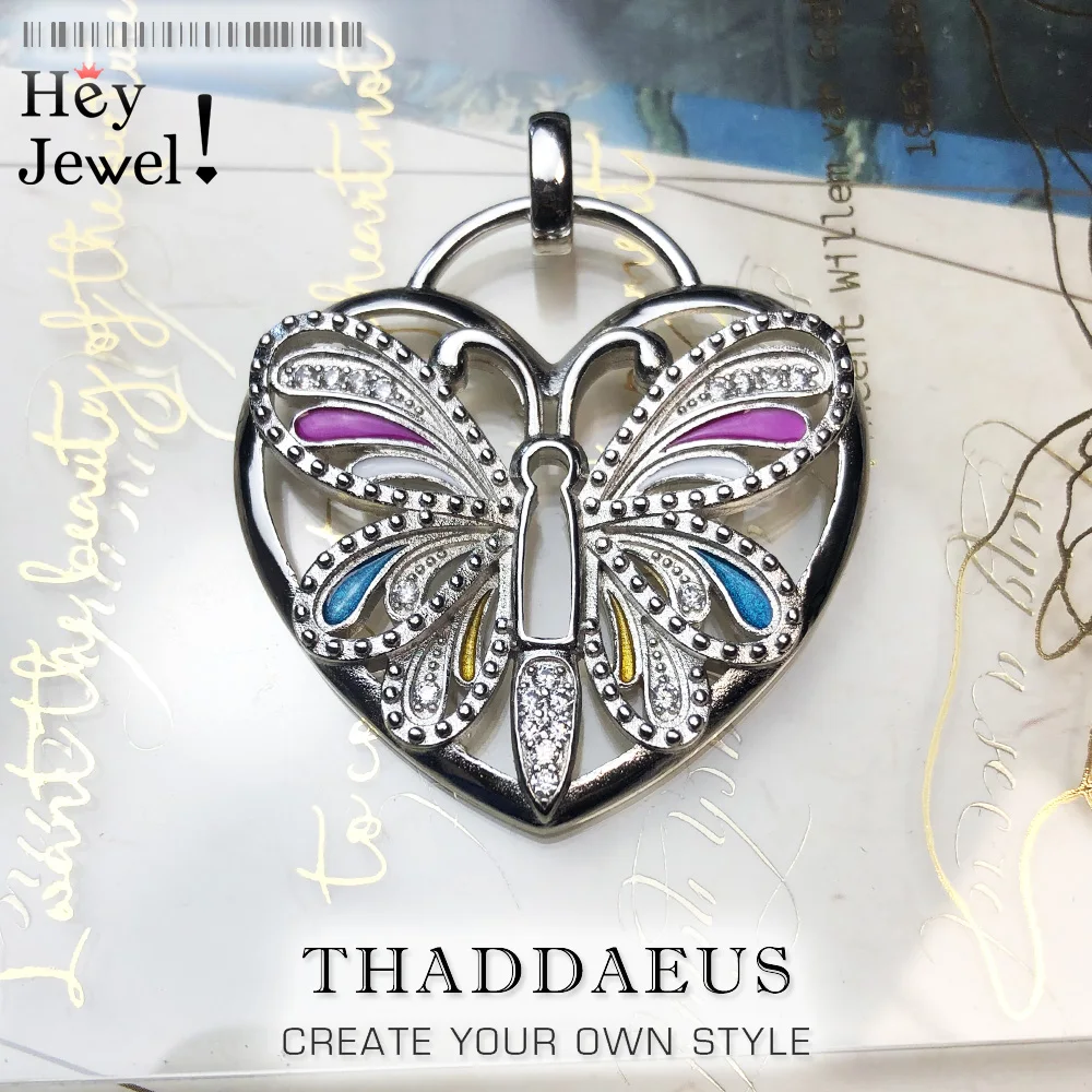 Кулон в виде бабочки и сердца ювелирное изделие европейском стиле из серебра 2019