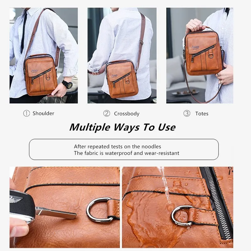jeep buluo men bags crossbody shoulder bag for male split leather messenger tote bag travel luxury brand new fashion business free global shipping