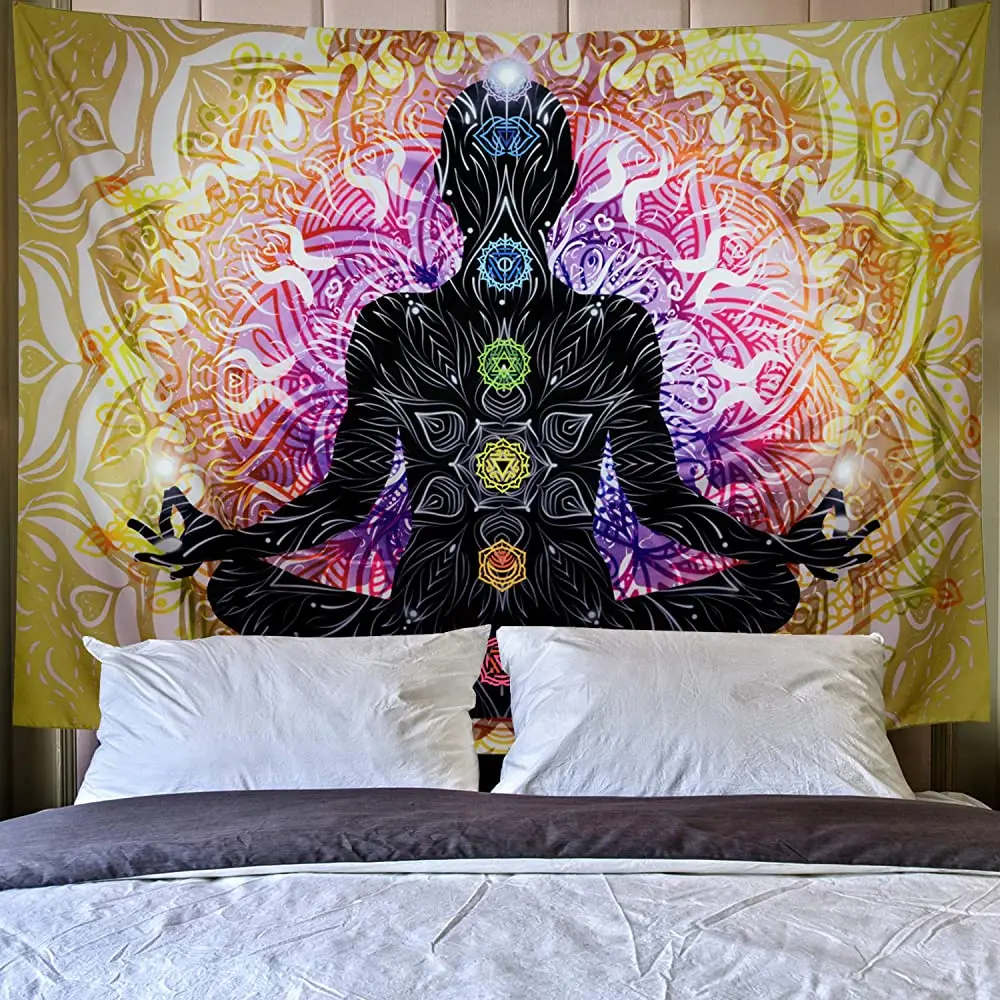 

Гобелен Lahasbja Seven Chakra, гобелен для йоги, медитации, настенный яркий гобелен с мандалой, индийские Гобелены с чакрами