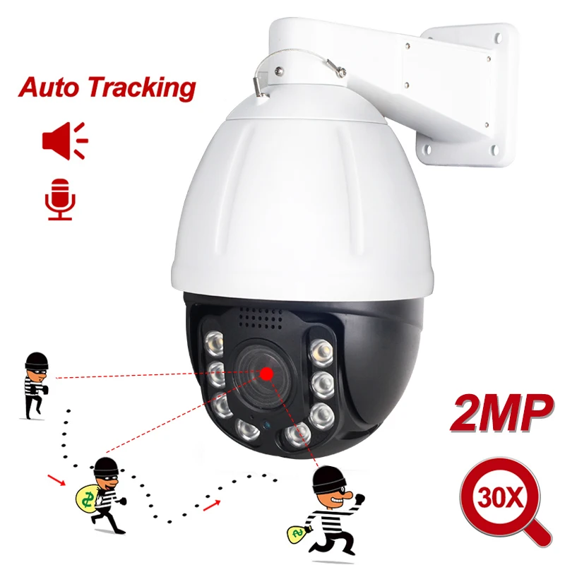 

2MP WiFi Camera 30X ZOOM Humanoid Auto Track IR PTZ Speed Onvif Camera Humanoid Recognition Build in MIC Speaker 128GB SD Card