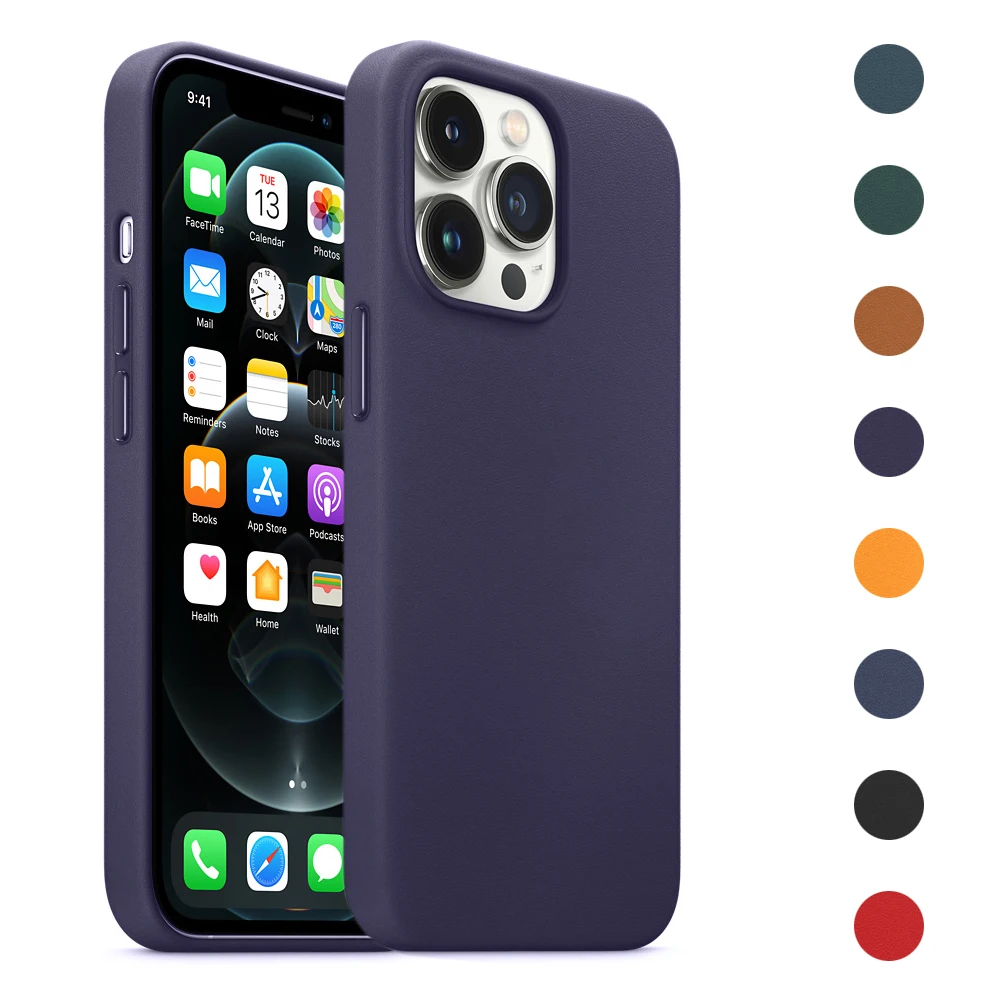 

Оригинальный кожаный чехол с магнитом-темно-фиолетовый для Apple iPhone 12 Pro | 12 Pro Max | 12 Mini чехол