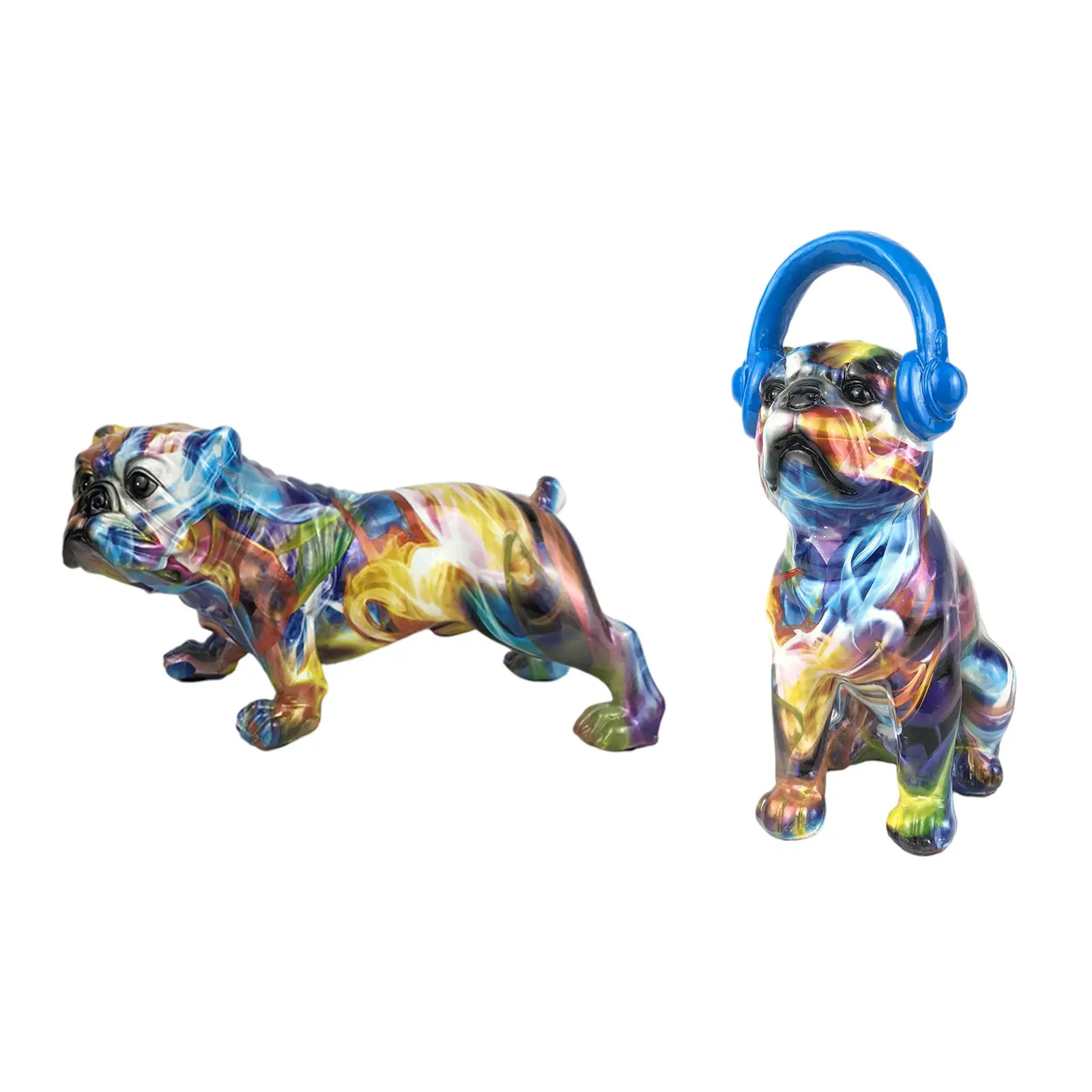 

Lovely Resin Scribble Bulldog Sculptures Decorative Crafts Dog Figurines Animal Statue Living Room Home Decor