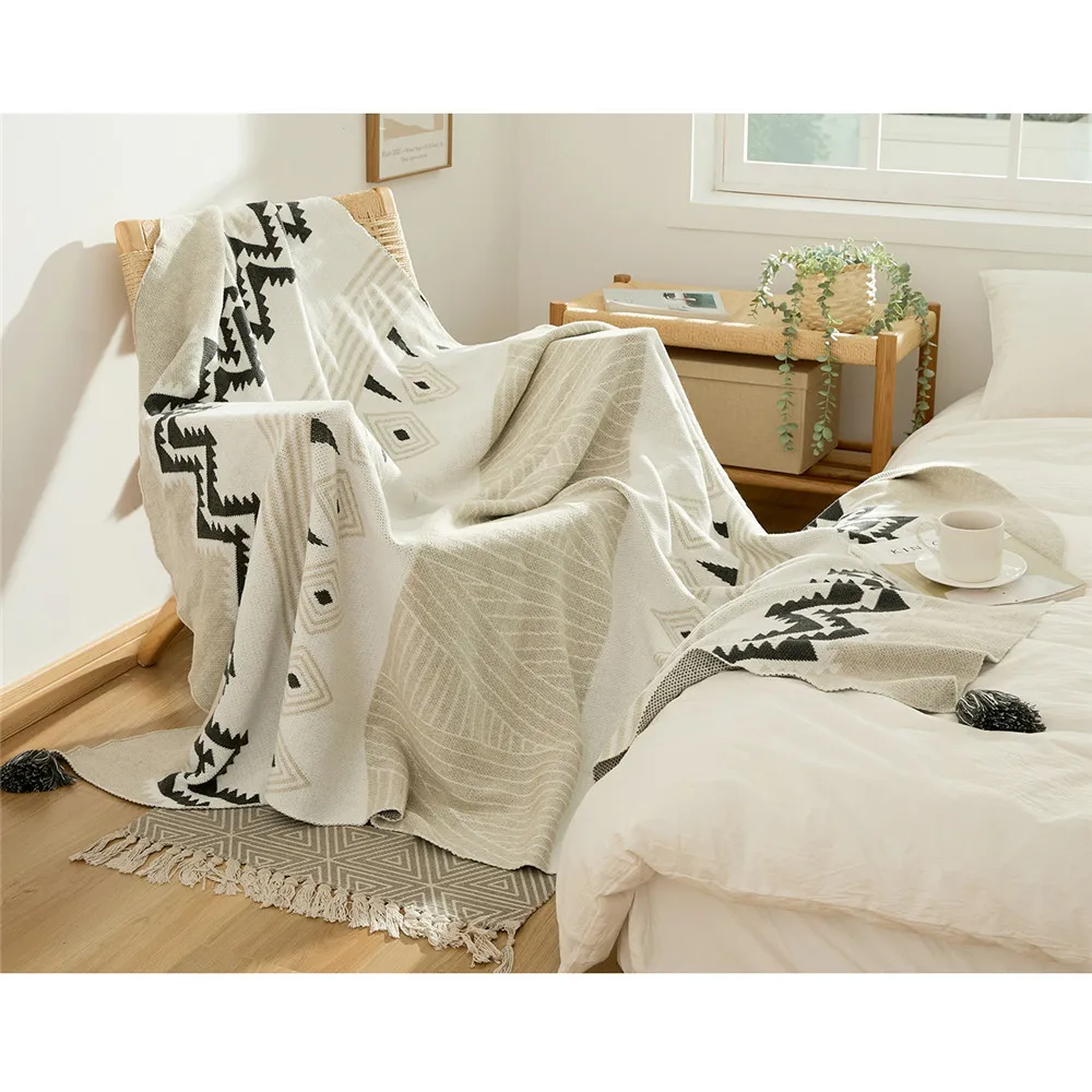 Богемное домашнее украшение вязаное одеяло марокканский геометрический узор