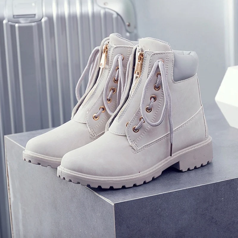 Женские ботинки 2018 ботильоны на низком каблуке Модные дышащие женские Ботинки