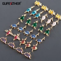 gufeather m1059jewelry accessoriespass reachnickel free18k gold platedcopperzirconsdiy pendantsjewelry making6pcslot