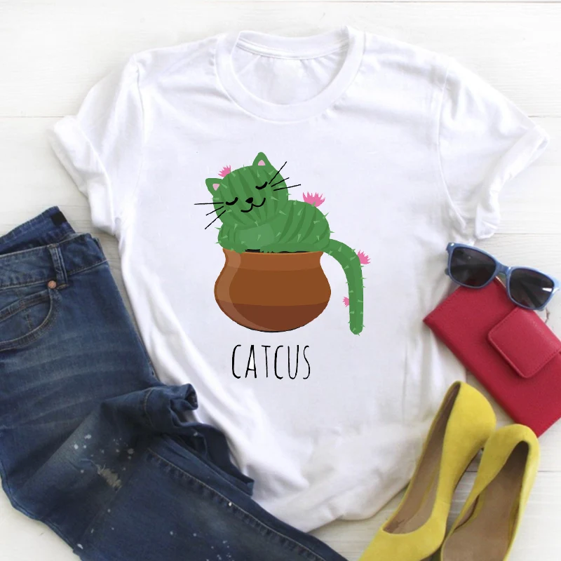 Женская летняя футболка в стиле 90 х с мультяшным КАКТУСОМ|Футболки| |