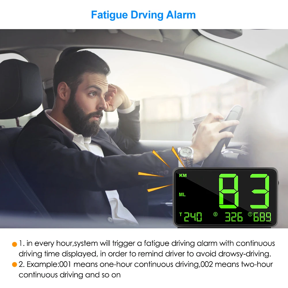 Car GPS Speedometer C60 HUD Display Automatic Record Mileage Large Screen Headup Overspeed Alarm Auto Electronics Speed | Автомобили и