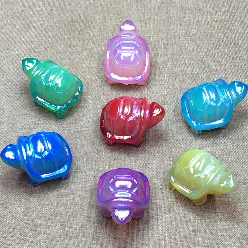 

1 шт. натуральный Гальванизированный опал, резной кристалл черепахи, домашний декор, лечение