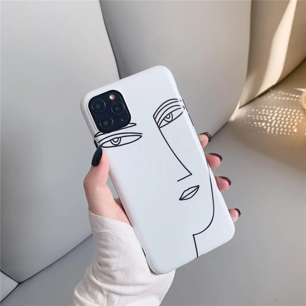 Простой художественный Рисунок линии лица белый чехол для телефона iPhone XS 11 Pro MAX XR