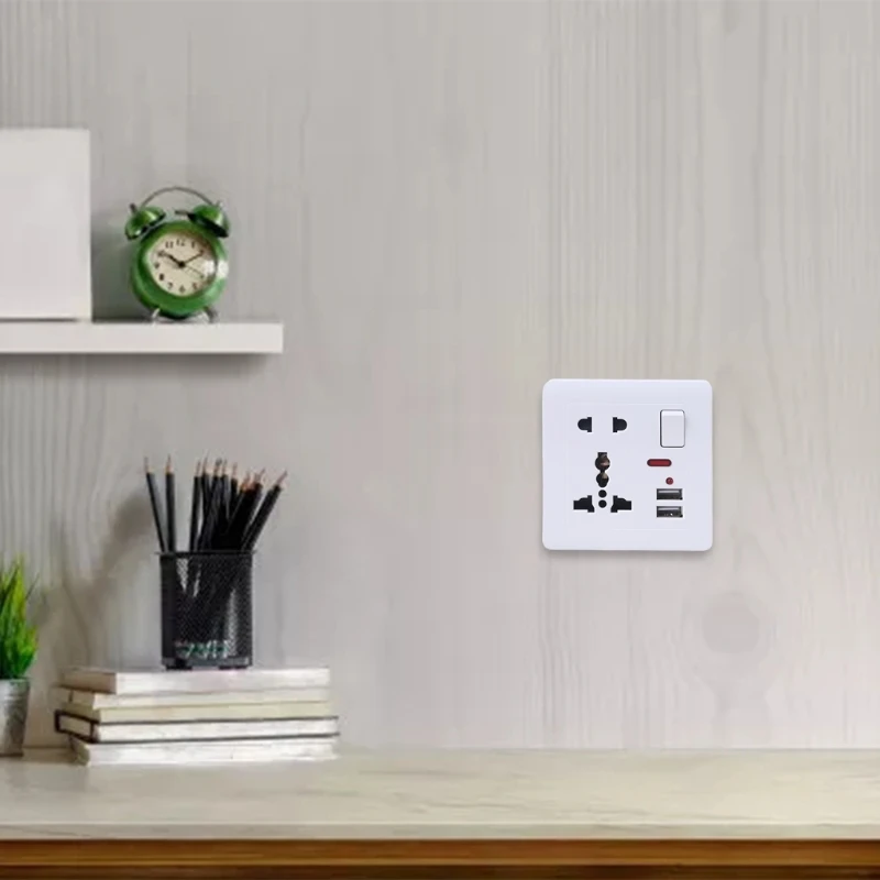 

British Standard Wall Power Socket Switch Control 13A 5 Hole Panel Outlet Panel