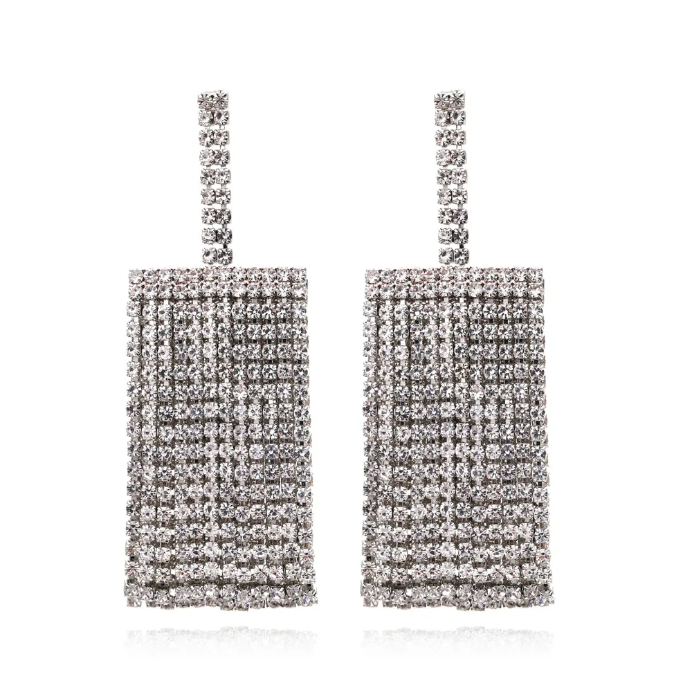 

Hot Classic Crystal Long Tassel Earrings For Women za Rhinestone Maxi Statement Dangle Earrings Fashion Jewelry Wholesale