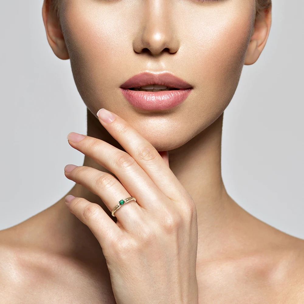 Red gold ring with emeralds newgold sample 585 | Украшения и аксессуары