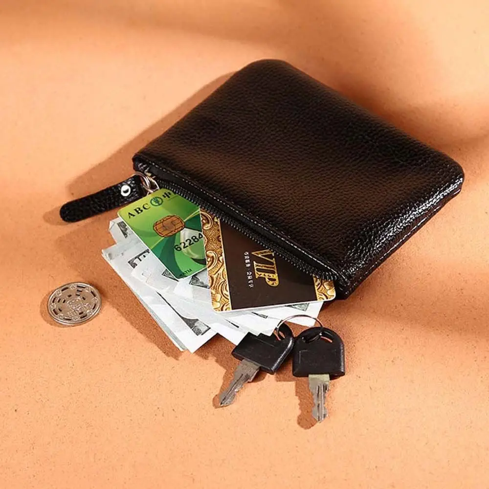 

Mini Lychee Pattern With Zipper Card Case Key wallets Ladies Girls Money clips Coin purse PU Leather Clutch Handbag