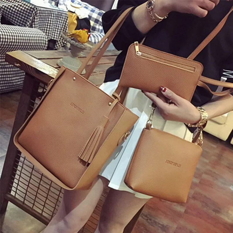 3 шт./компл. женские Сумки из искусственной кожи модные сумки с кисточками кожаная