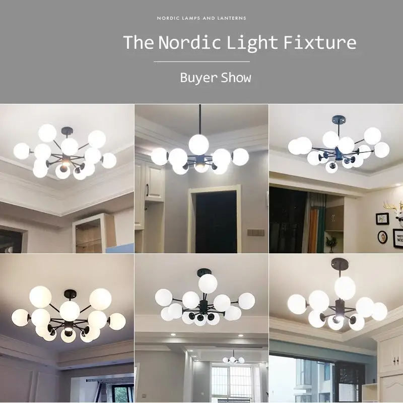 Светодиодный Nordic персонализированные Волшебные фасоли Стекло Люстра Творческий