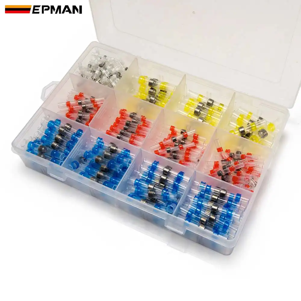 EPMAN 300 шт. паяльная втулка термоусадочная Стыковая Водонепроницаемая 26-10 AWG