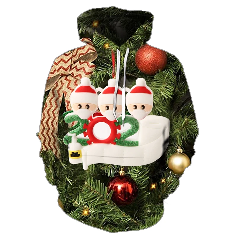 Мужская модная зимняя Рождественская Толстовка 2021, повседневная спортивная одежда с Санта-Клаусом, большая необычная толстовка с 3D-принтом...