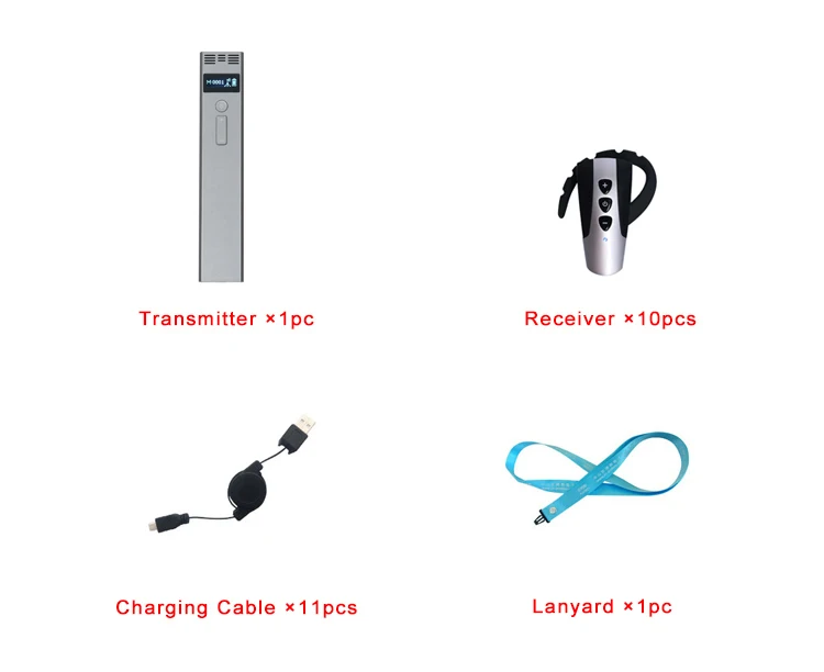 Беспроводная аудио система гида (1 ручной передатчик + 10 приемник заушника) для