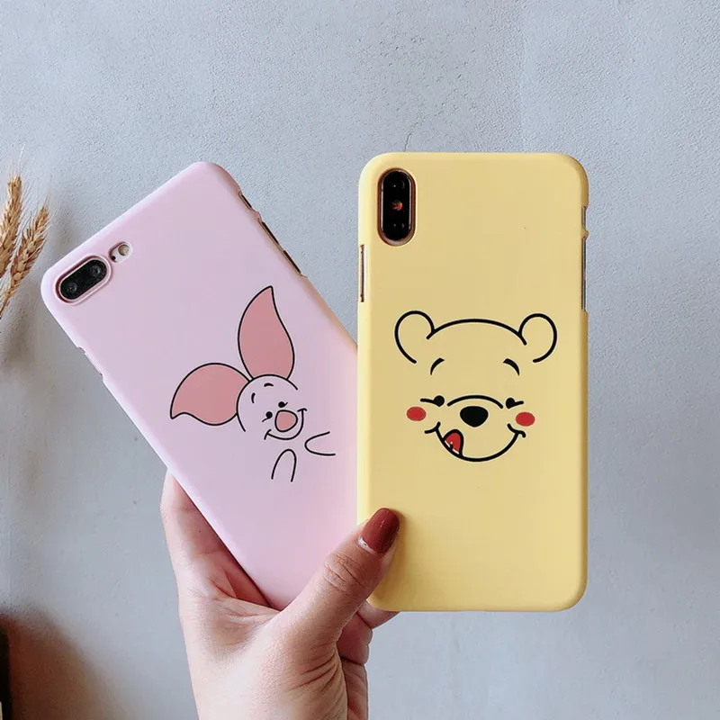 Candy Pink Yellow bear Cute Cartoon Couple Phone case For iPhone 7 7Plus 8 6s 6 Plus X XR XS Max kawaii Case Silicone Soft Cover | Мобильные