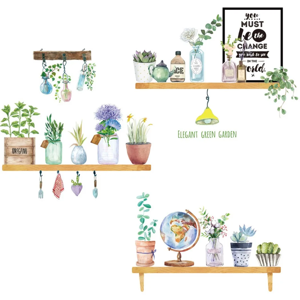 

1 Exquisite Wall Sticker Potted Plant Leaf Plant Wall Sticker Vinyl Decal Nursery Home Art Mural PVC