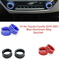 2pcs middle console ac knob cover trim for toyota corolla 2019 2021 blackbluered aluminum middle console ac knob cover trim