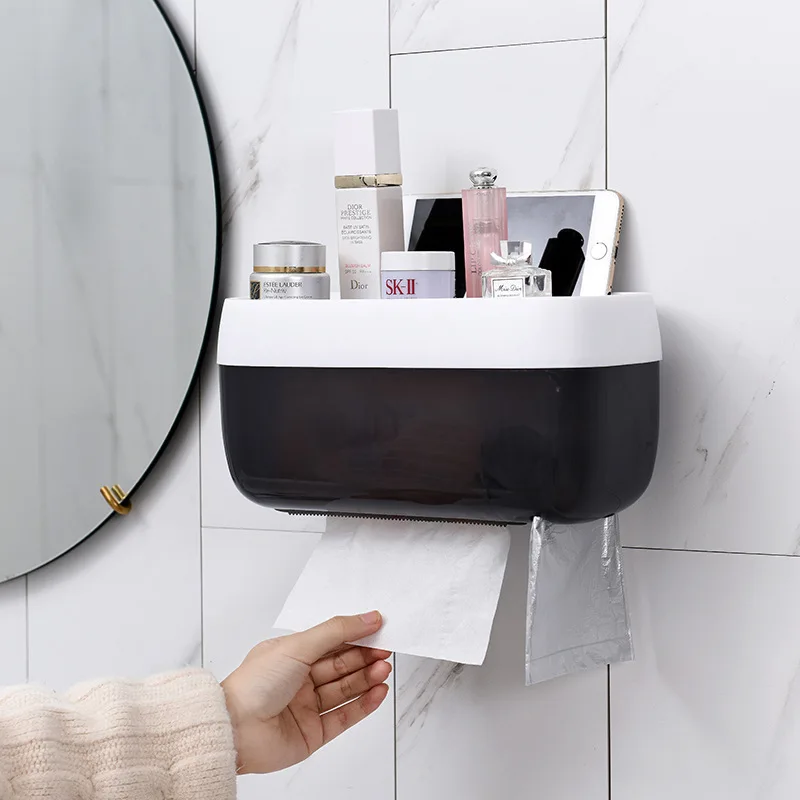 

Non-mark stick non-perforating Toilet wall-mounted waterproof multifunctional toilet tissue box holder
