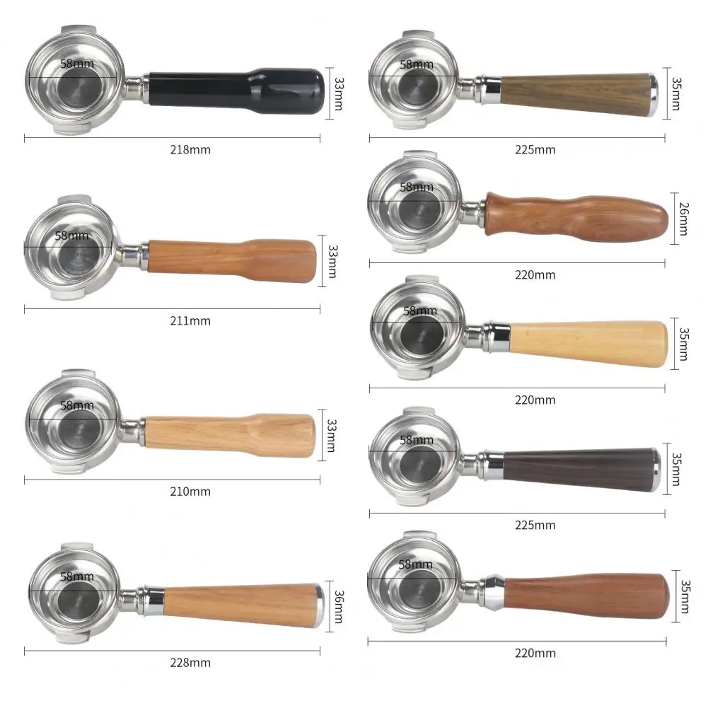 

58MM Coffee Machine Filter Bottomless Portafilter Stainless Steel Wooden Handle Single Mouth Coffee Filter