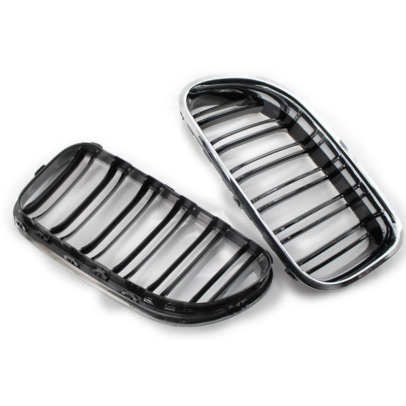 

Front Kidney Double Line Grille Sport Grill Replacement For-BMW 6 Series F06 F12 F13 Chrome+Black