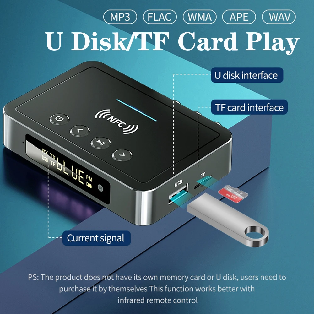 Аудиоадаптер tebe NFC Bluetooth 5 0 3 мм Aux RCA SPDIF беспроводной FM-приемник передатчик