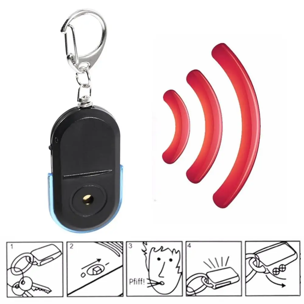 Portable Size Old People Anti-Lost Alarm Key Finder Wireless Useful Whistle Sound LED Light Locator Keychain |