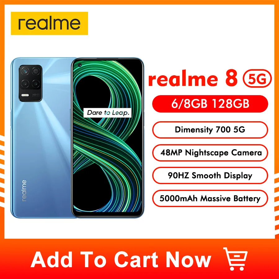 

Смартфон realme 8, 6,5 дюйма, FHD +, 128 ГБ, 700 ГБ
