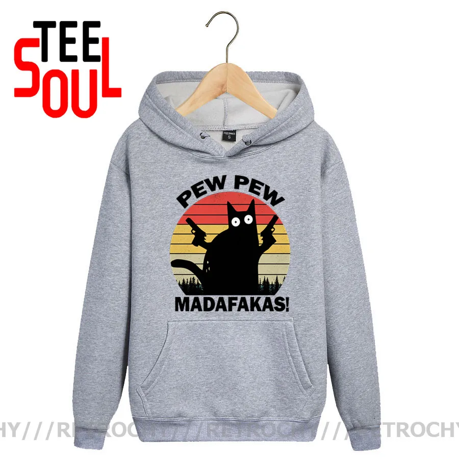 Толстовка с капюшоном и флисовой подкладкой смешной свитшот котом пистолетом в