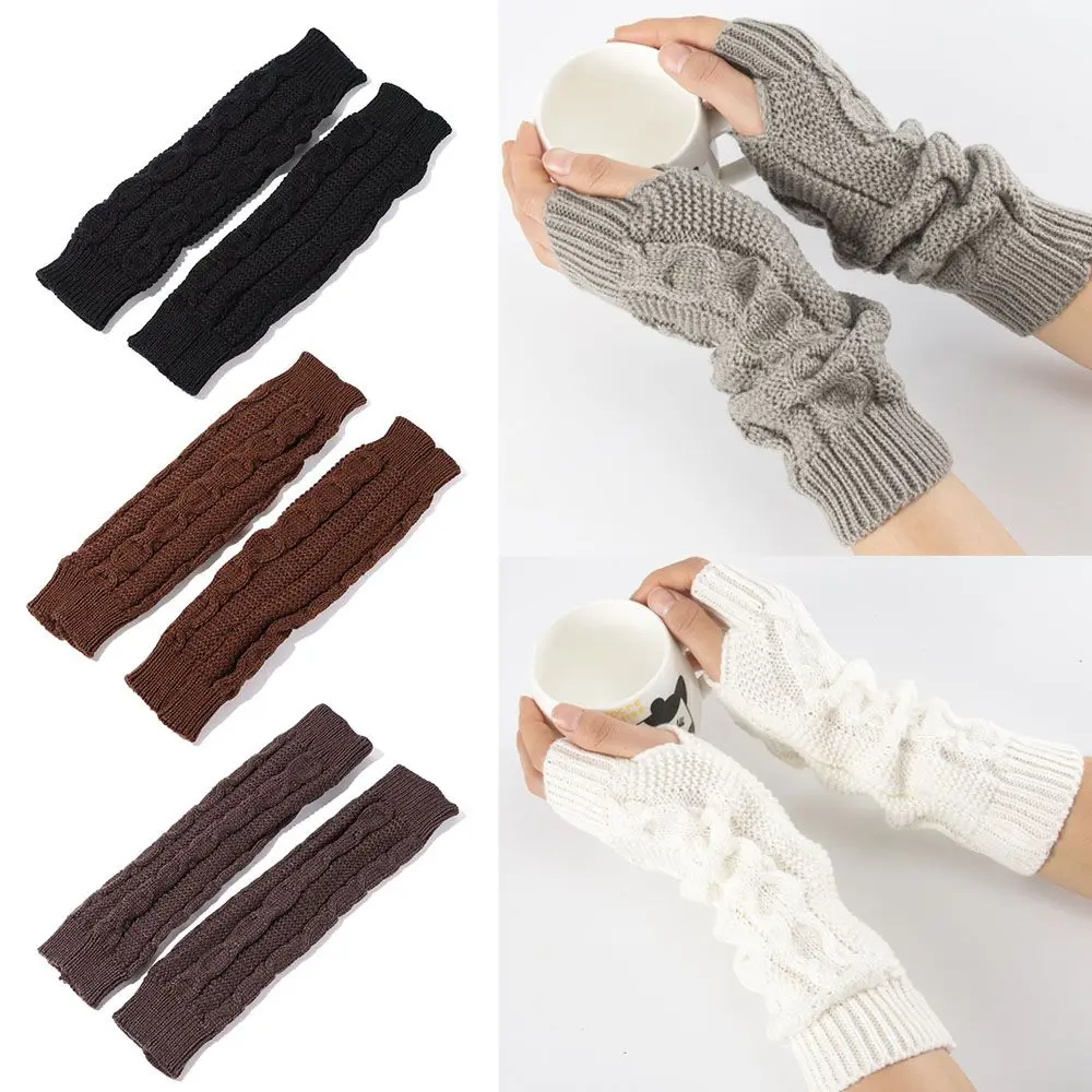 

Women Ladies Winter Casual Handschoenen Knitted Sleeve Wrist Arm Warmer Long Fingerless Gloves Knitted Mitten