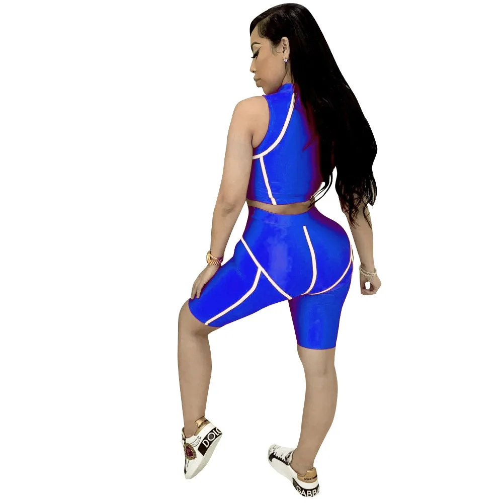 

Zoctuo Women Sets Summer Tracksuits Sleeveless V-Neck Tops+Shorts Suit Sexy Two Piece Set 2 Pcs Night Club Party Outfits