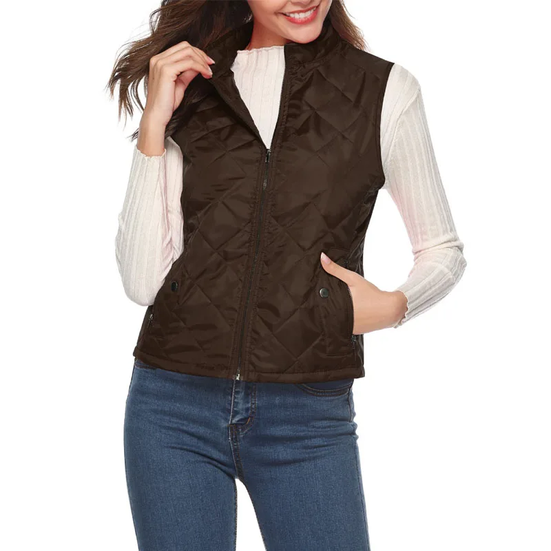 Женский жилет осенне-зимняя однотонная куртка Толстая теплая уличная одежда без