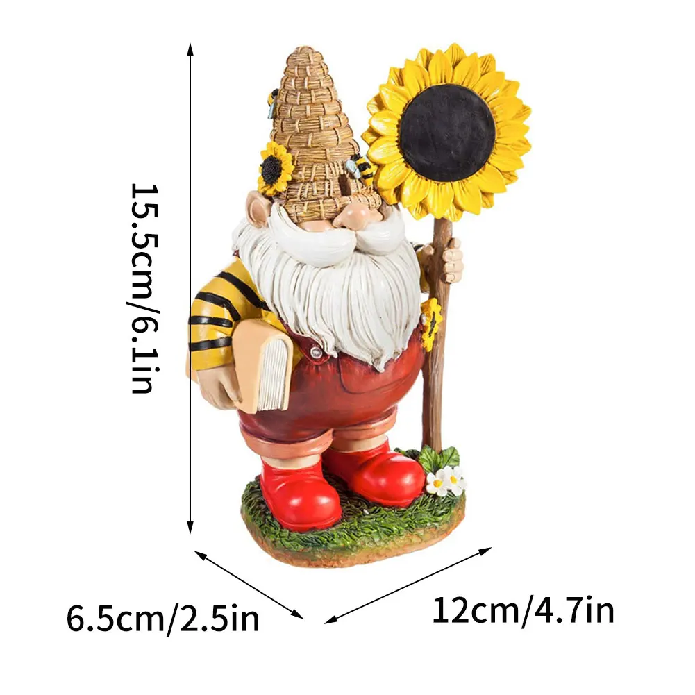

Bee Day Gnome Statue Resin Faceless Doll Elf Dwarf Sculpture With Sunflower Gnome Ornament Decoration For Garden Home Style