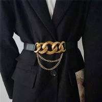 all match women fashion elastic golden chain decorative belt punk golden buckle and suit trousers corset waist waist waistband