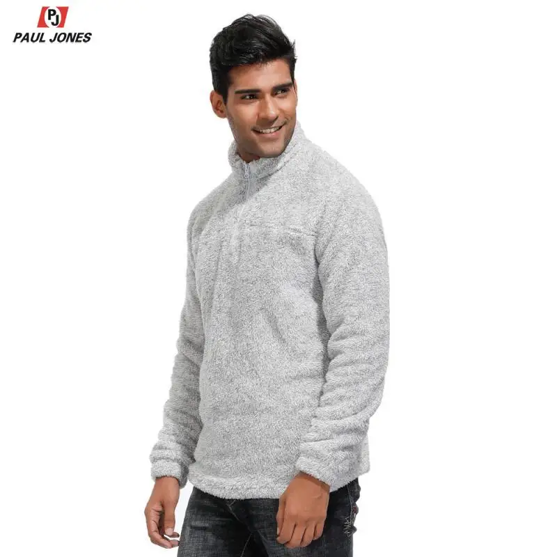 Мужской флисовый пуловер PAUL JONES с длинным рукавом и стоячим воротником толстовка