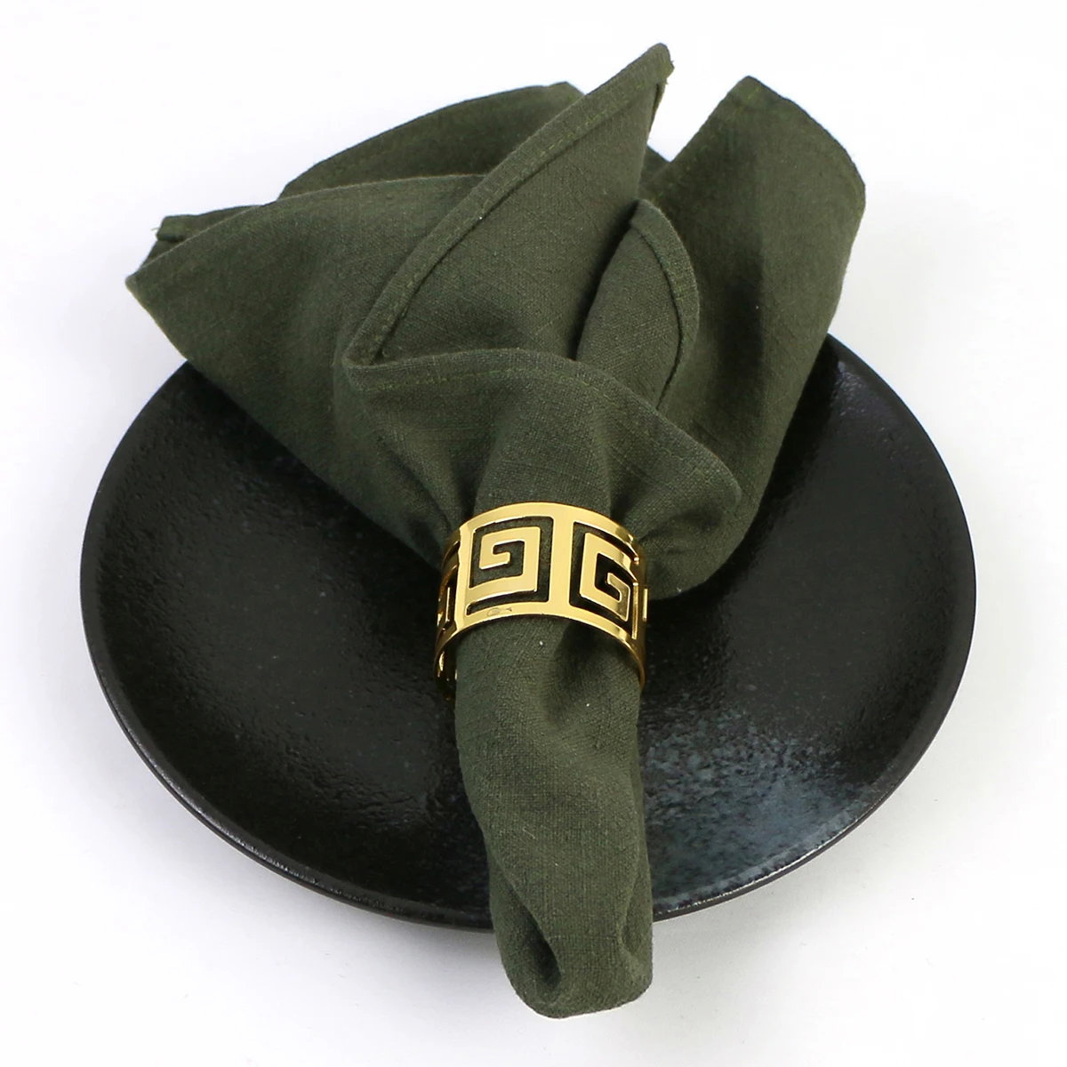 

Set of 6 Pack Army Green Cocktail Serving Napkins Cloth 45x45cm Ramie Cotton Heavy Linen Fabric Towel for Home Kitchen Wedding