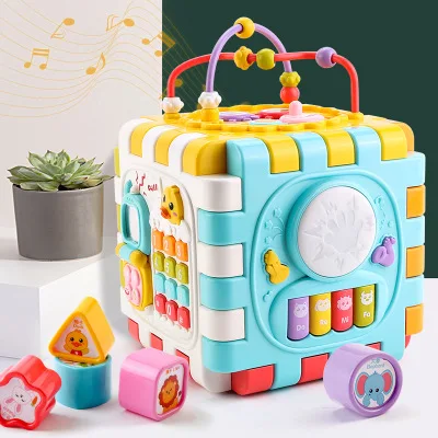 A1 Standard Edition Детский Шестигранник, игрушка, От 0 до 1 года, Детский Музыкальный барабан, раннее образование, головоломка, форма, совпадающая, строительный блок, Шестигранник, дом - Цвет: A1 Standard Edition