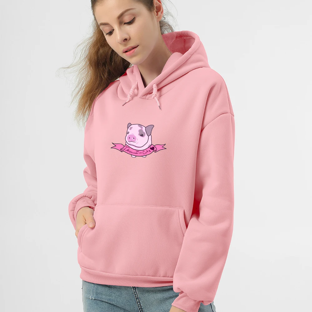 Cartoon Pig Print Clothes Sweetshirt Hoodies Cute Over Size Sweatshirts for Girls Loose Hoody Sweathshirts Kawaii Pink Clothing