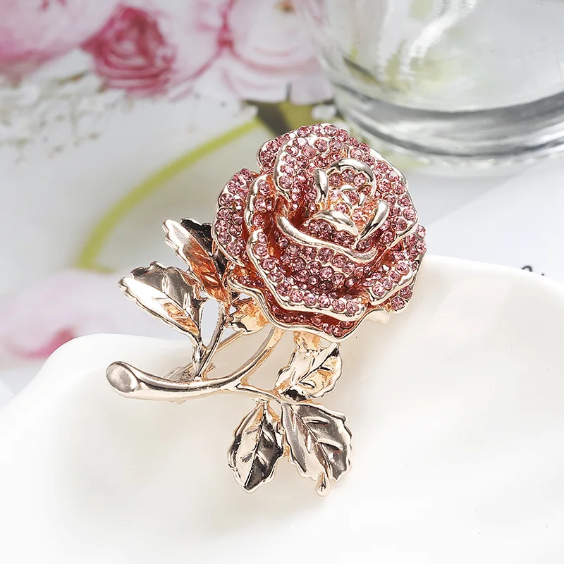 Брошь Zicon в форме розы булавка с кристаллами для женщин Золотая брошь Пряжка