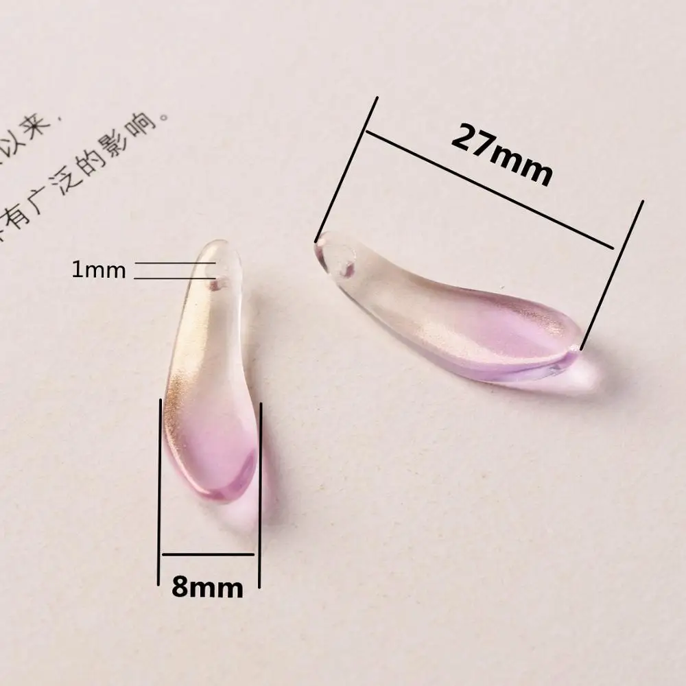 10pcs 27x8mm Long Petal Shape Crystal Glass Loose Crafts Beads Top Drilled Pendants for Earring Jewelry Making DIY | Украшения и