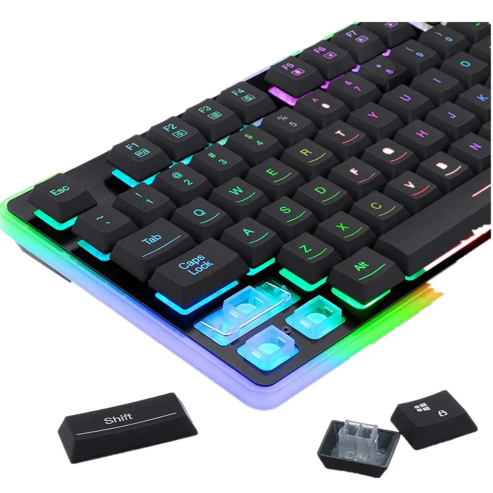 Игровая клавиатура Rdragon K509-RGB для ПК Тихая механическая с 104 клавишами и низким
