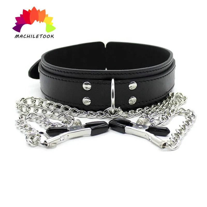 Ожерелье из кожи зажимы для сосков страз ролевых игр интимные игрушки