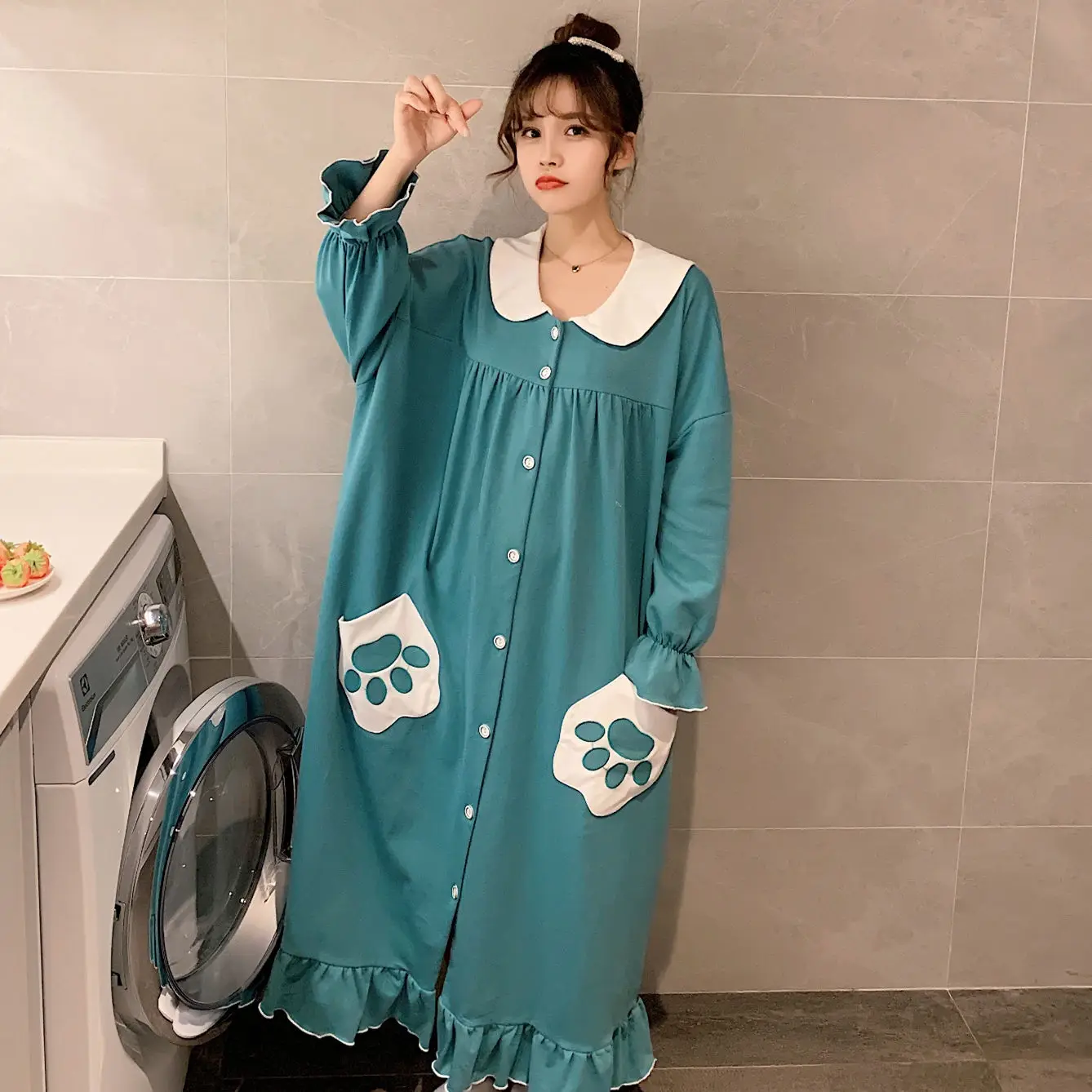 

Новинка весенняя одежда для сна хлопковое нижнее белье Сексуальная женская ночная рубашка Повседневная Ночная Рубашка домашняя одежда