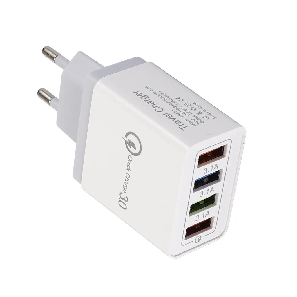 Gray 4 порта Быстрая зарядка QC 3,0 usb-хаб настенное зарядное устройство 3.5A адаптер питания EU разъем для сотового телефона iPhone samsung Xiaomi huawei - Тип штекера: Gray