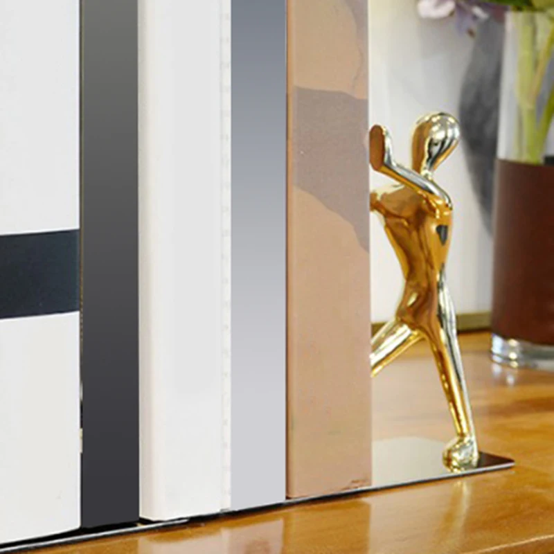

Golden Boy Bookends Book Stand Holder Bookshelf Desktop Organizer Shelf Office Accessories Stationery
