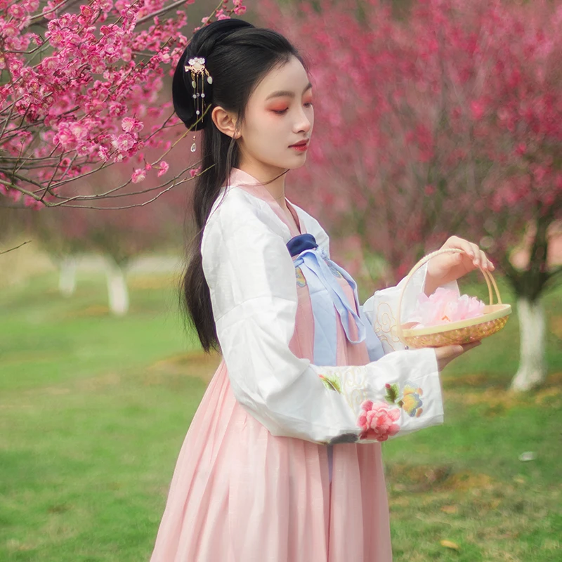 

Pink Chinese Elegant Fairy Costume Hanfu Women Traditional Dance Clothing Festival Outfit Folk Rave Performance Clothing BL4045