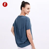 lulu top women waist cross wrapping brushed workout crop shirts short sleeve sports tops back tie fitness yoga tees